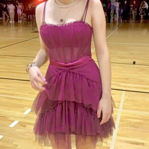 Worn once luxury auburn maroon dress